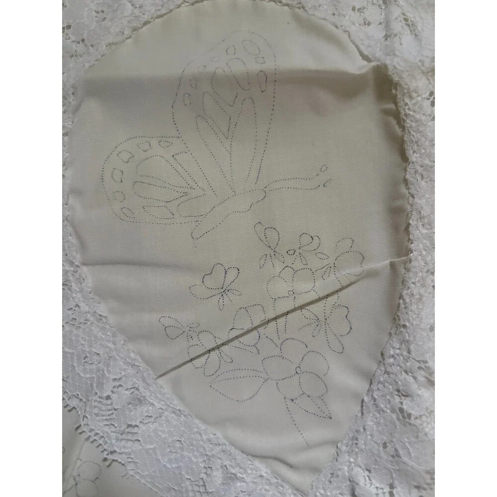 Vintage Stamped Cross Stitch Pillowcase Set of 6 Floral Geese Butterfly Lace